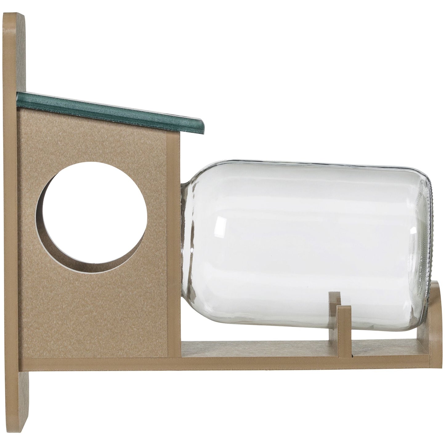 Squirrel Jar Feeder in Taupe and Green Recycled Plastic