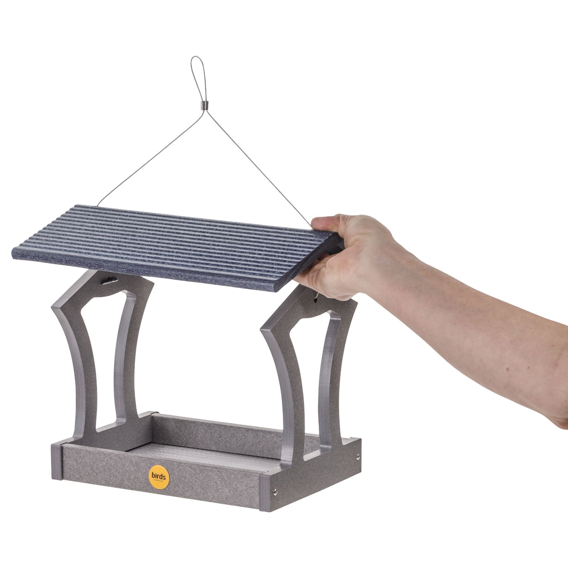 Fly-Thru Bird Feeder in Gray and Blue Recycled Plastic - Birds Choice