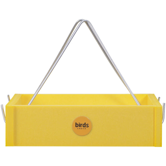 Small Hanging Tray Bird Feeder in Yellow Recycled Plastic