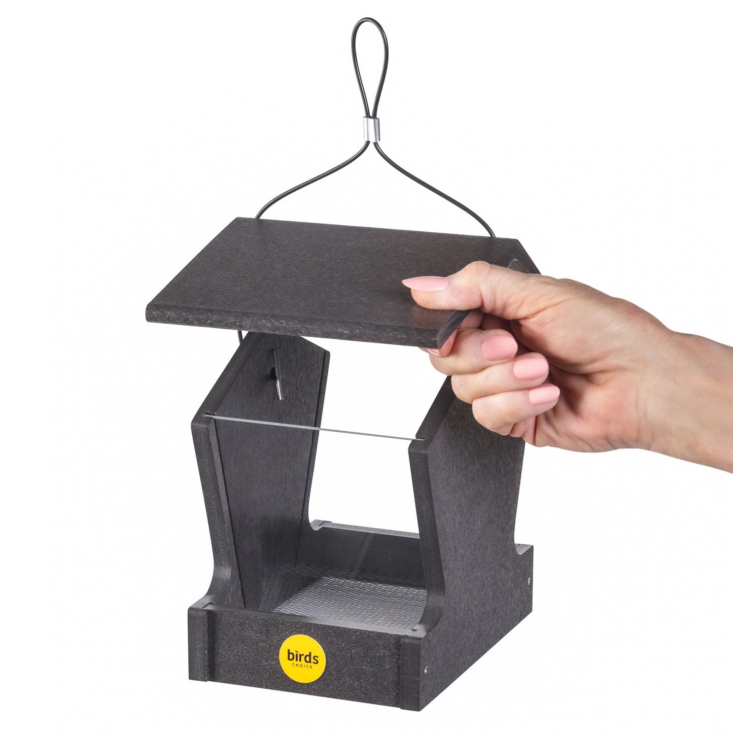 Small Hopper Feeder in Black Recycled Plastic