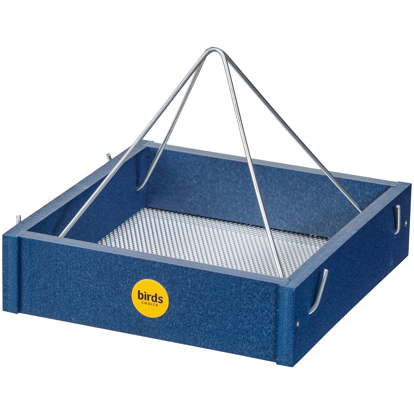 Small Hanging Tray Bird Feeder in Blue Recycled Plastic
