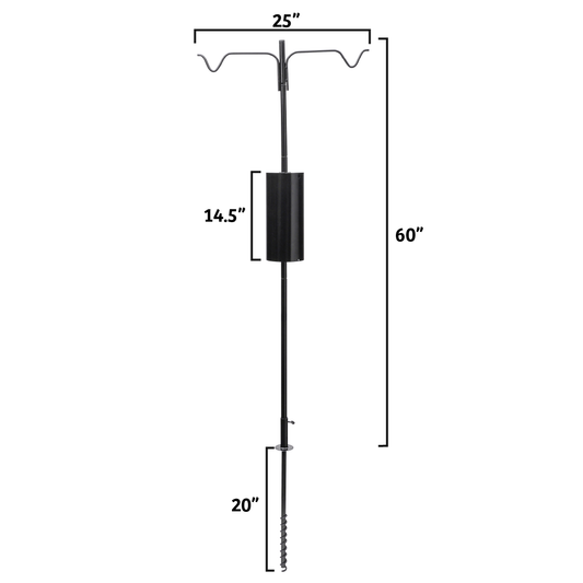 2 Arm Complete Bird Feeder Pole Set with Squirrel Baffle