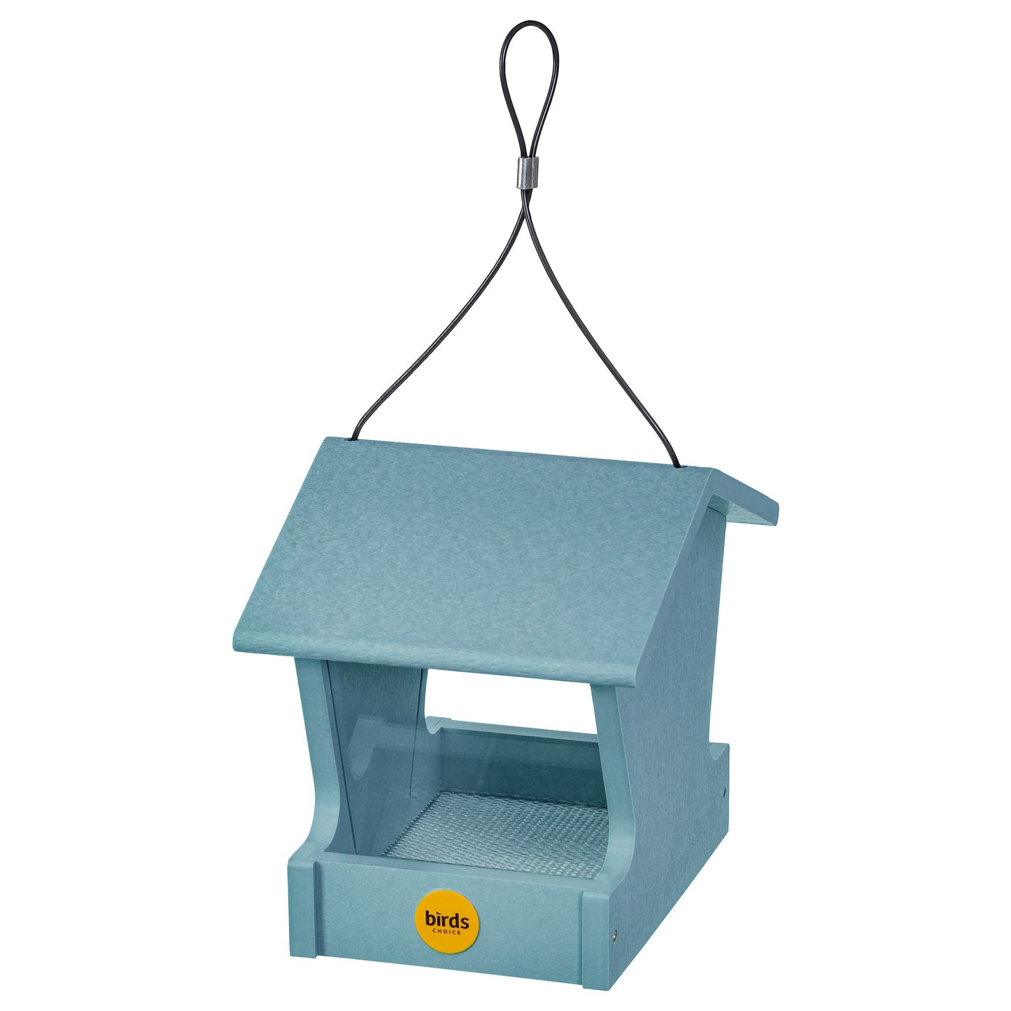 Small Hopper Bird Feeder in Blue Recycled Plastic