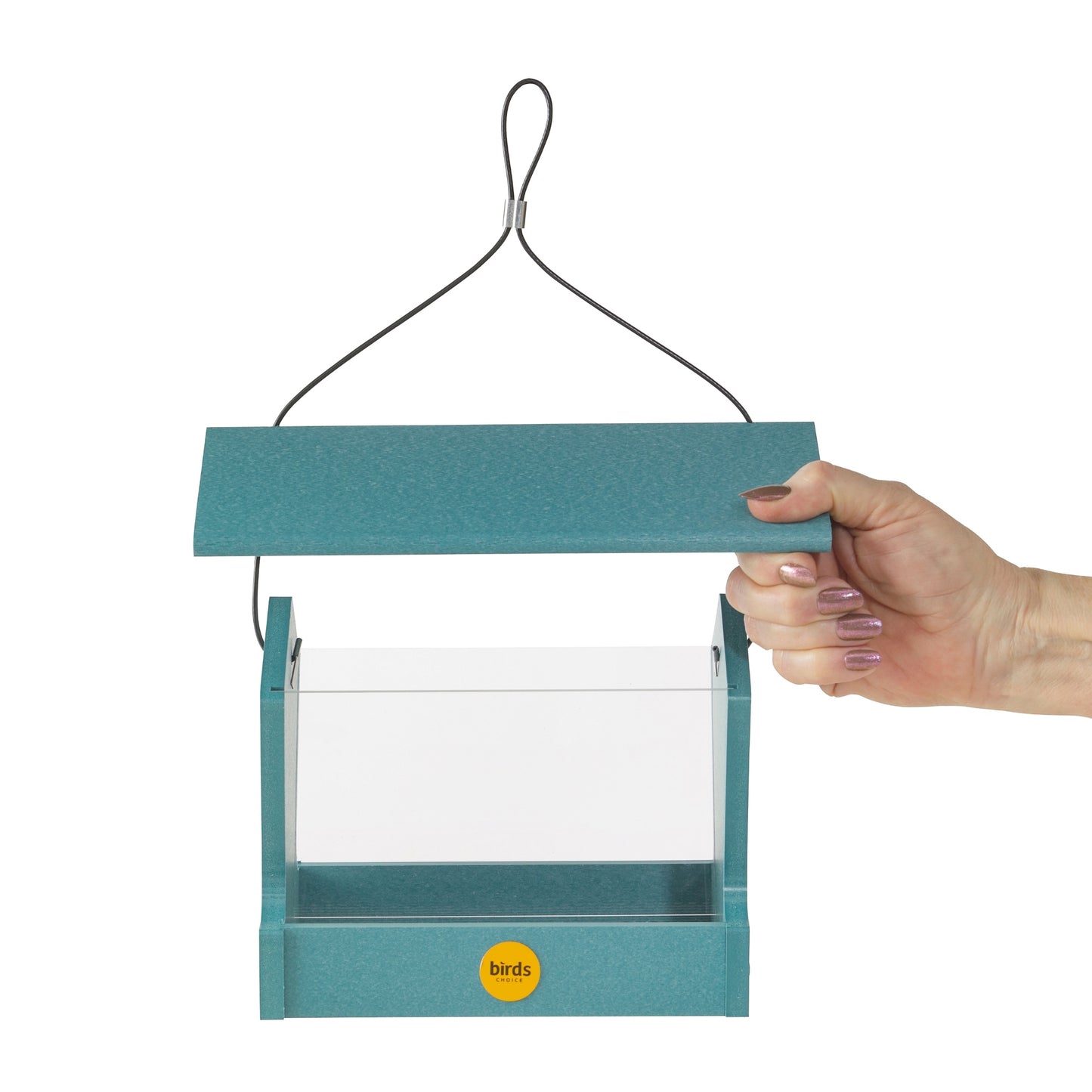 Medium Hopper Bird Feeder in Blue Recycled Plastic