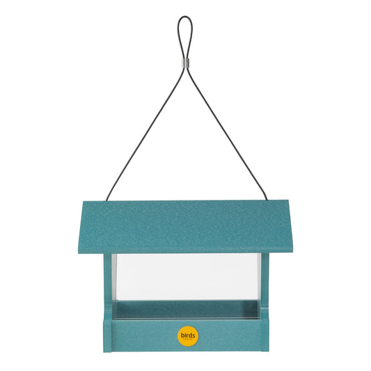 Medium Hopper Bird Feeder in Blue Recycled Plastic