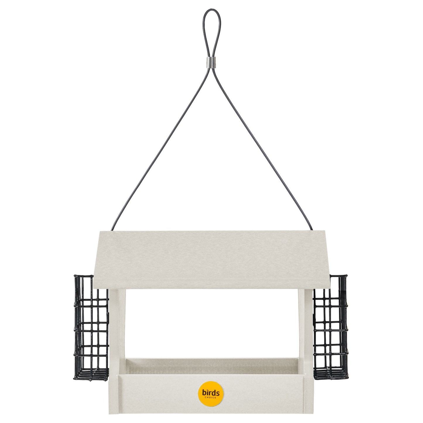 Medium Hopper Bird Feeder with Suet Cages in Sea Salt Recycled Plastic