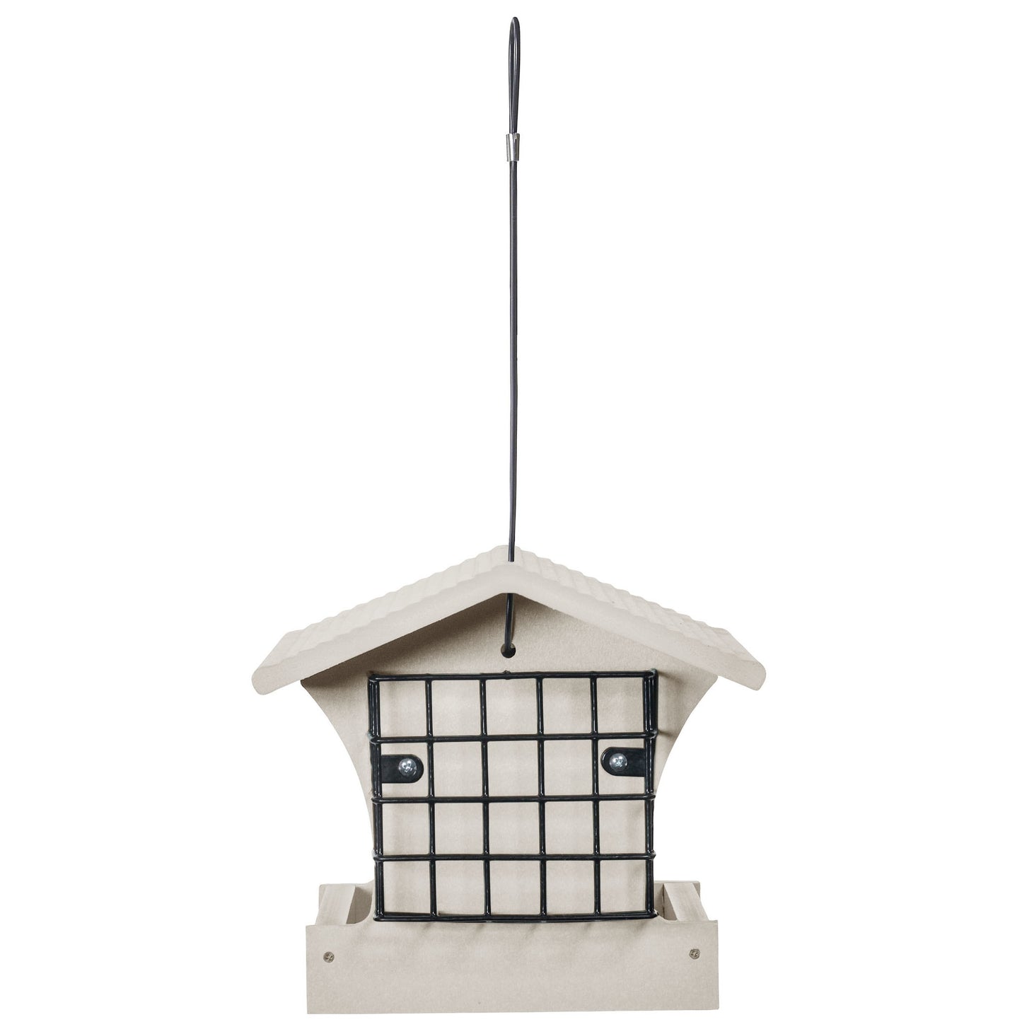 Medium Hopper Bird Feeder with Suet Cages in Sea Salt Recycled Plastic