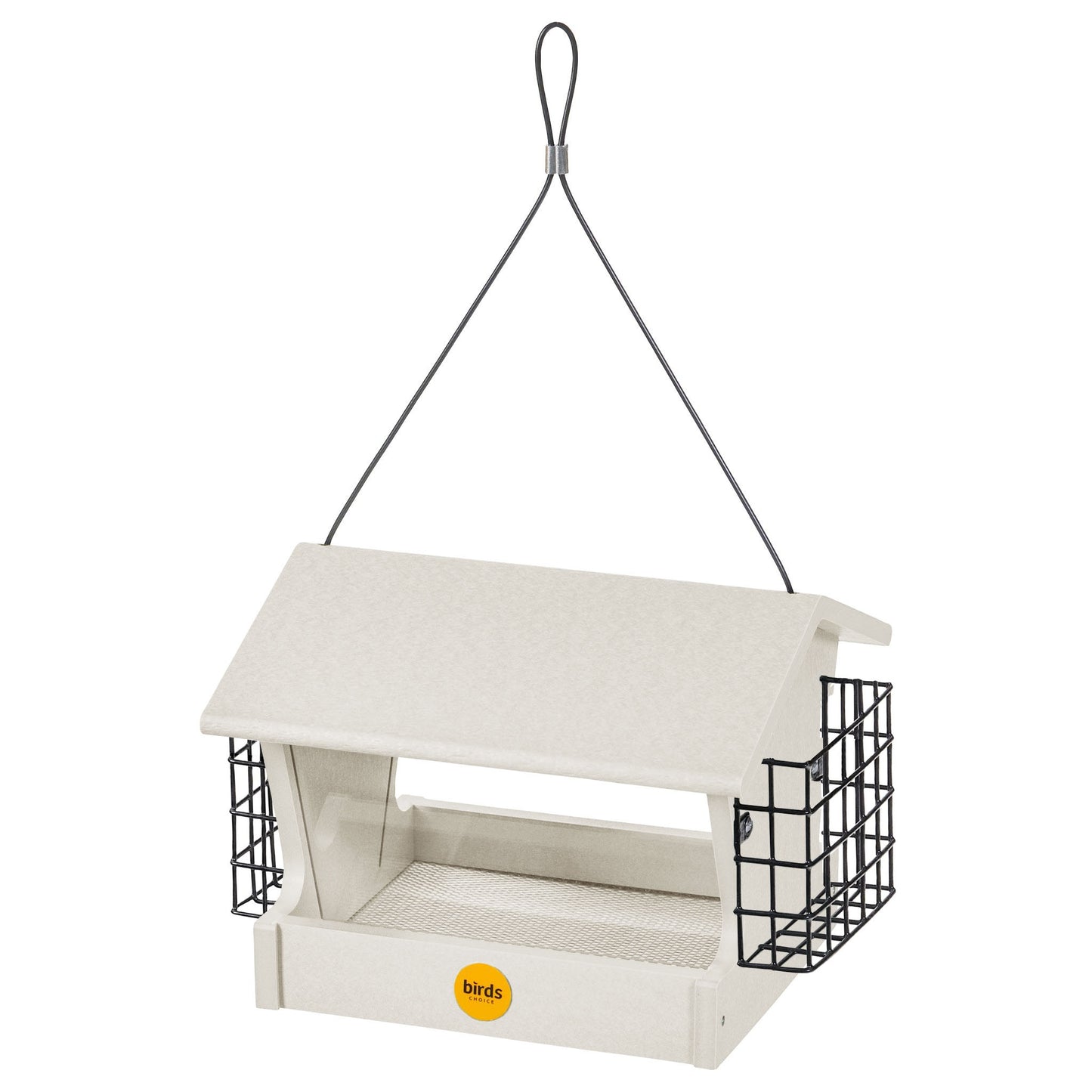 Medium Hopper Bird Feeder with Suet Cages in Sea Salt Recycled Plastic