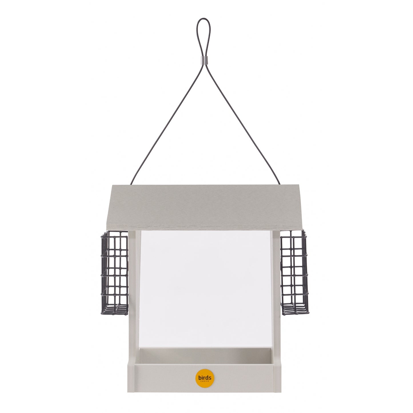 Tall Hopper Bird Feeder with Suet Cages in Sea Salt Recycled Plastic