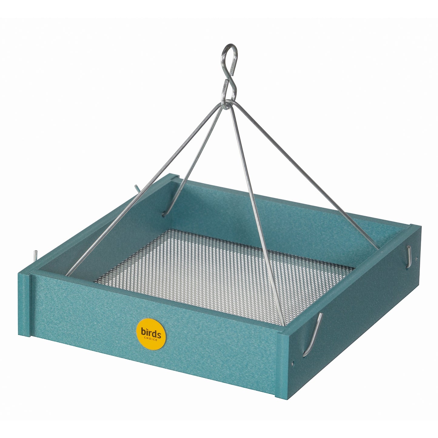 Small Hanging Platform Bird Feeder in Blue Recycled Plastic