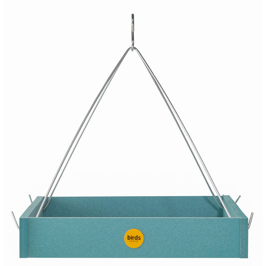 Large Hanging Platform Bird Feeder in Blue Recycled Plastic