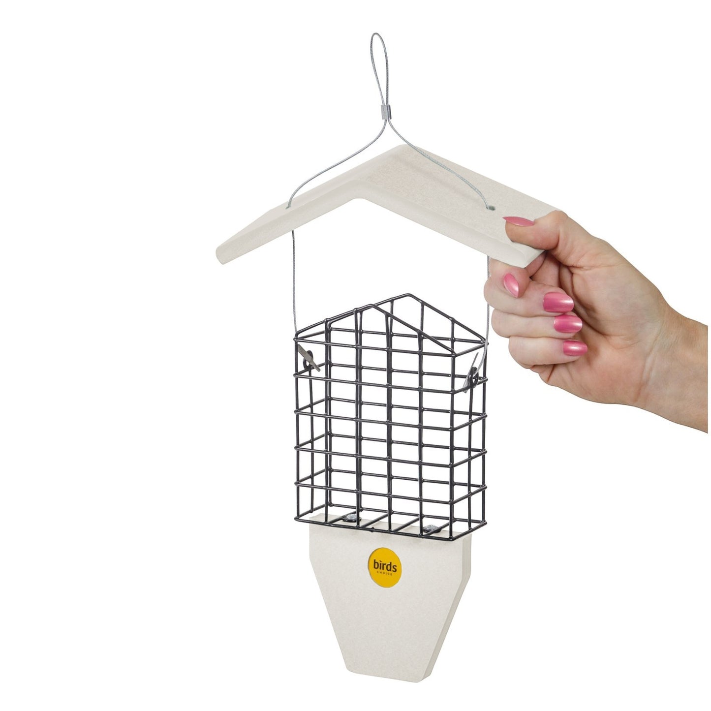 Suet Feeder with Tail Prop for Single Cake in Sea Salt Recycled Plastic