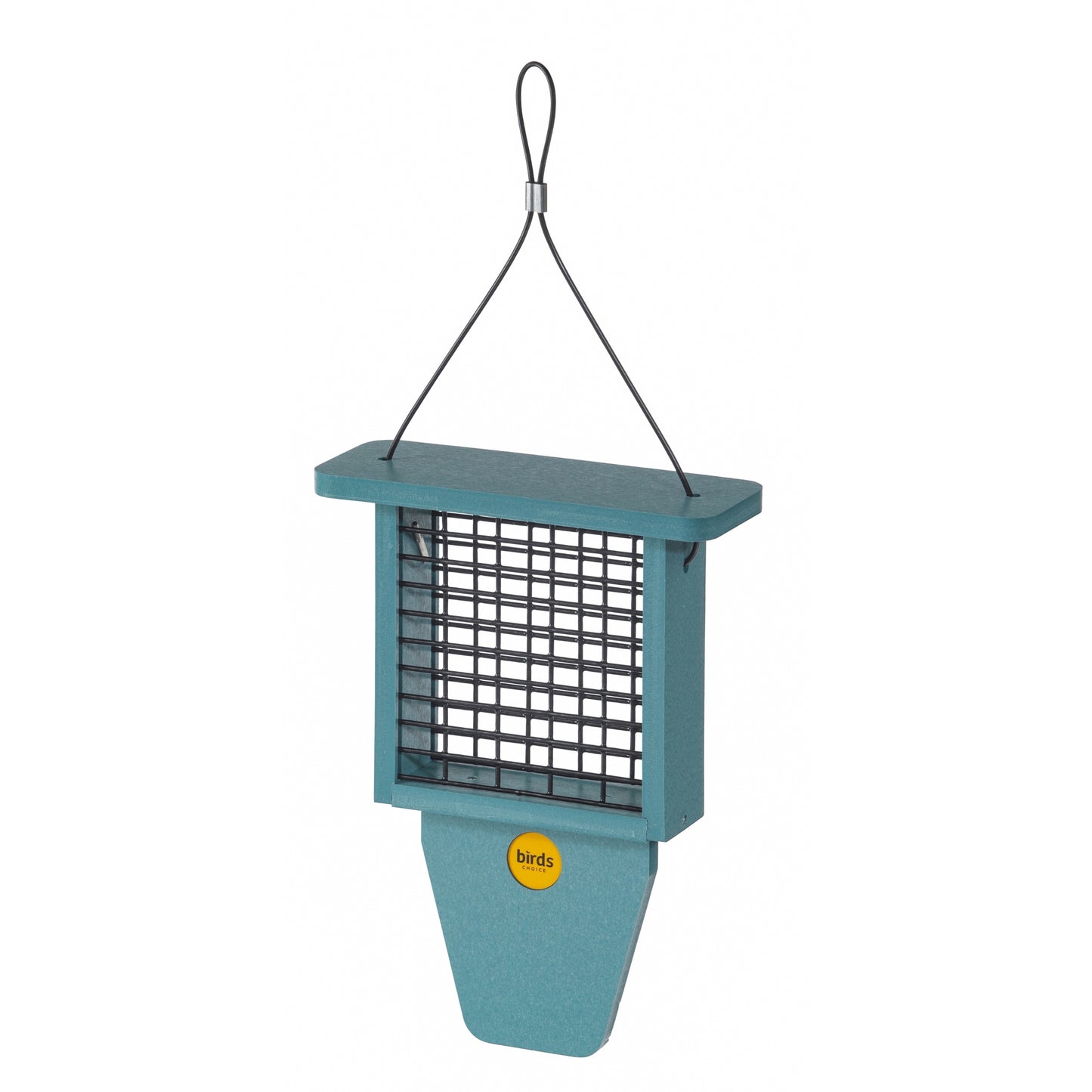 Suet Feeder with Tail Prop for Single Cake in Blue Recycled Plastic