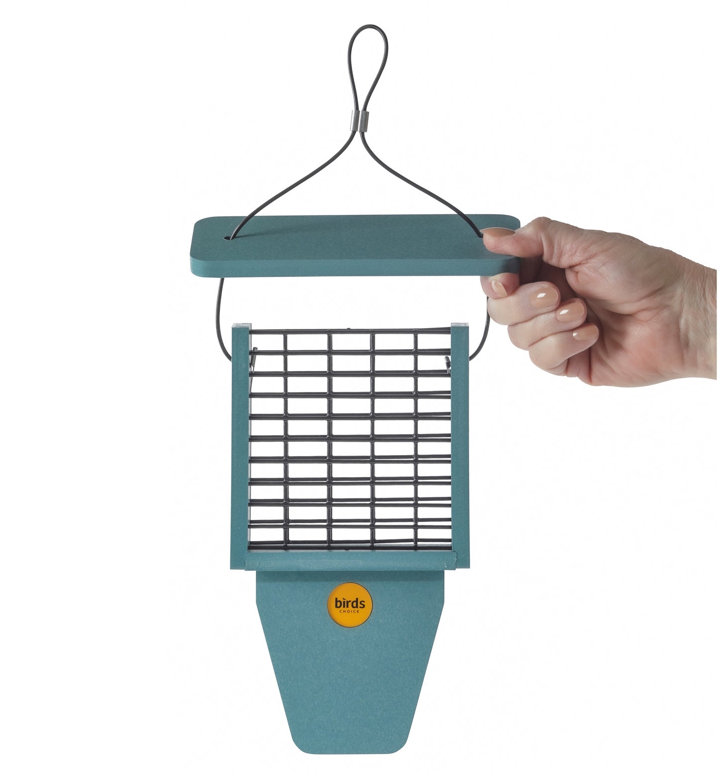 Suet Feeder with Tail Prop for Single Cake in Blue Recycled Plastic