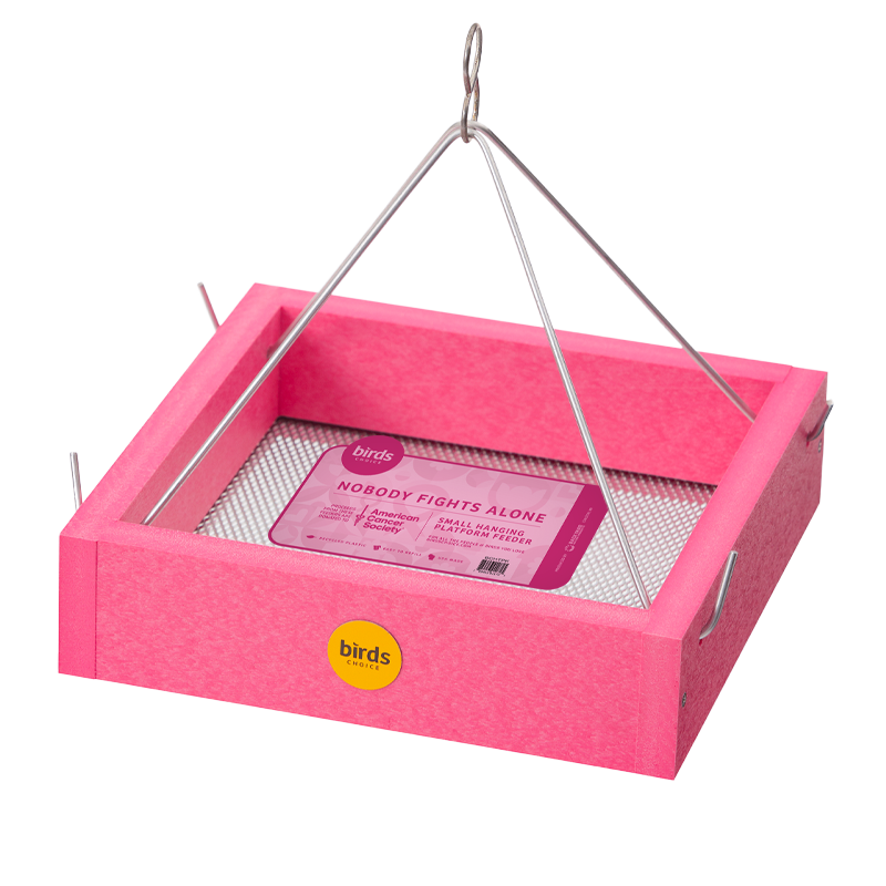 Small Hanging Tray Bird Feeder in Pink Recycled Plastic - Limited Edition