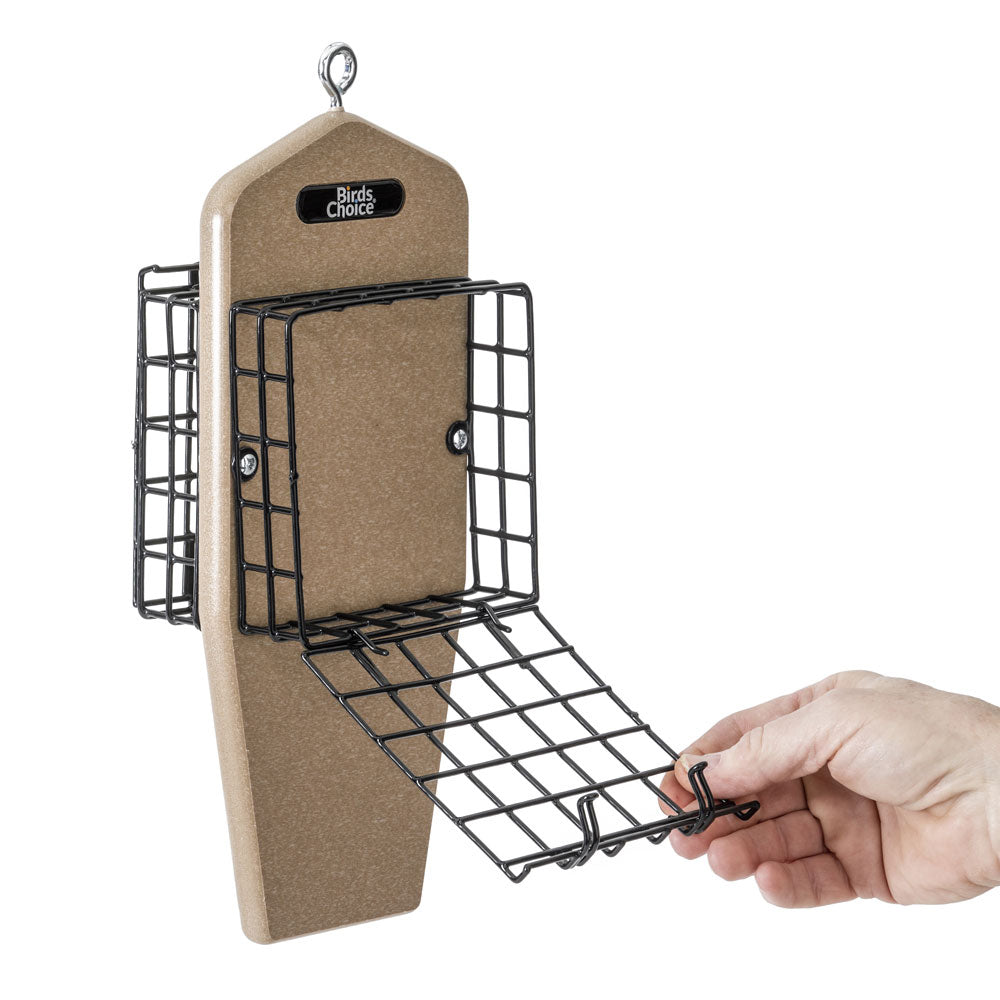 Suet Feeder with Tail Prop for Two Cakes in Taupe Recycled Plastic - Birds Choice