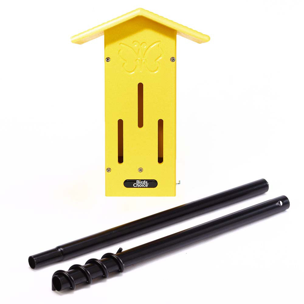Butterfly House Pole Mounted in Yellow Recycled Plastic - Birds Choice