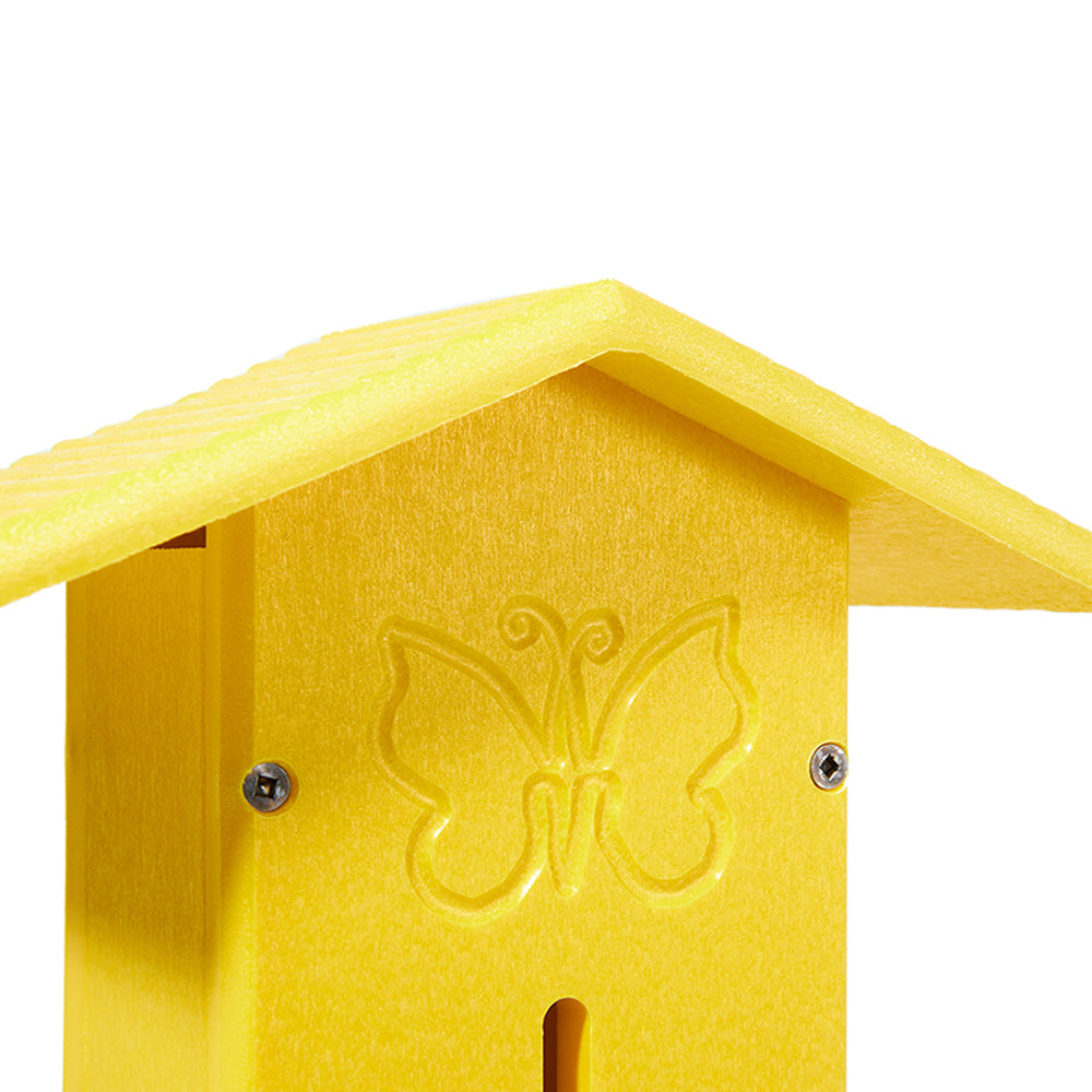 Butterfly House Pole Mounted in Yellow Recycled Plastic - Birds Choice