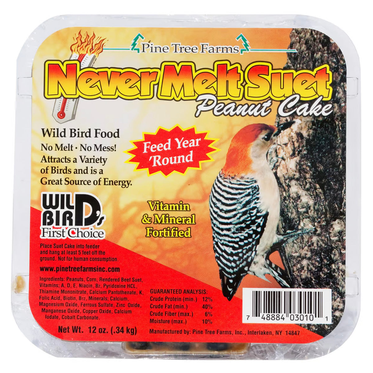 Pine Tree Farms Never Melt Peanut Suet Cake - Case of 12