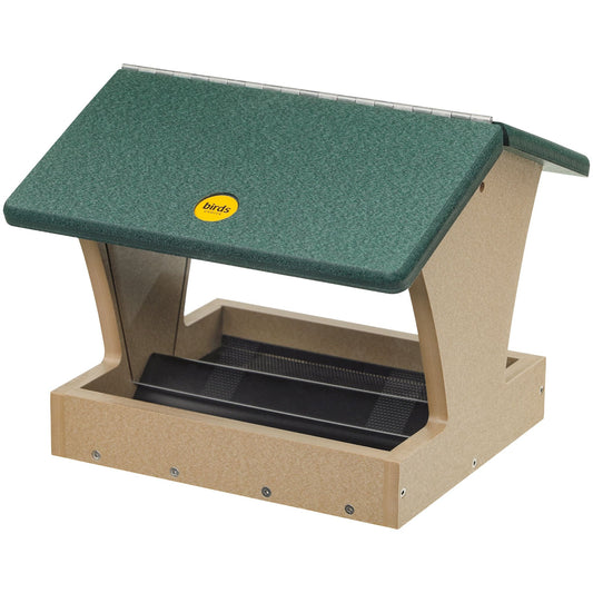 Medium Hopper Bird Feeder in Taupe and Green Recycled Plastic