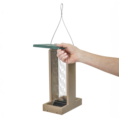 Bluejay Feeder in Taupe and Green Recycled Plastic