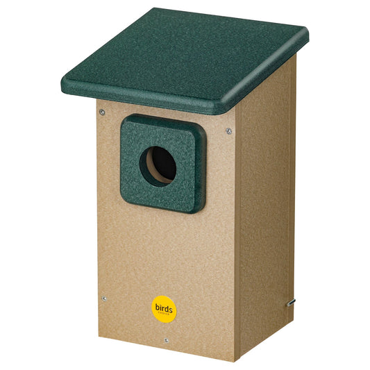 Western Bluebird House in Taupe and Green Recycled Plastic 1.5625" Entrance Hole