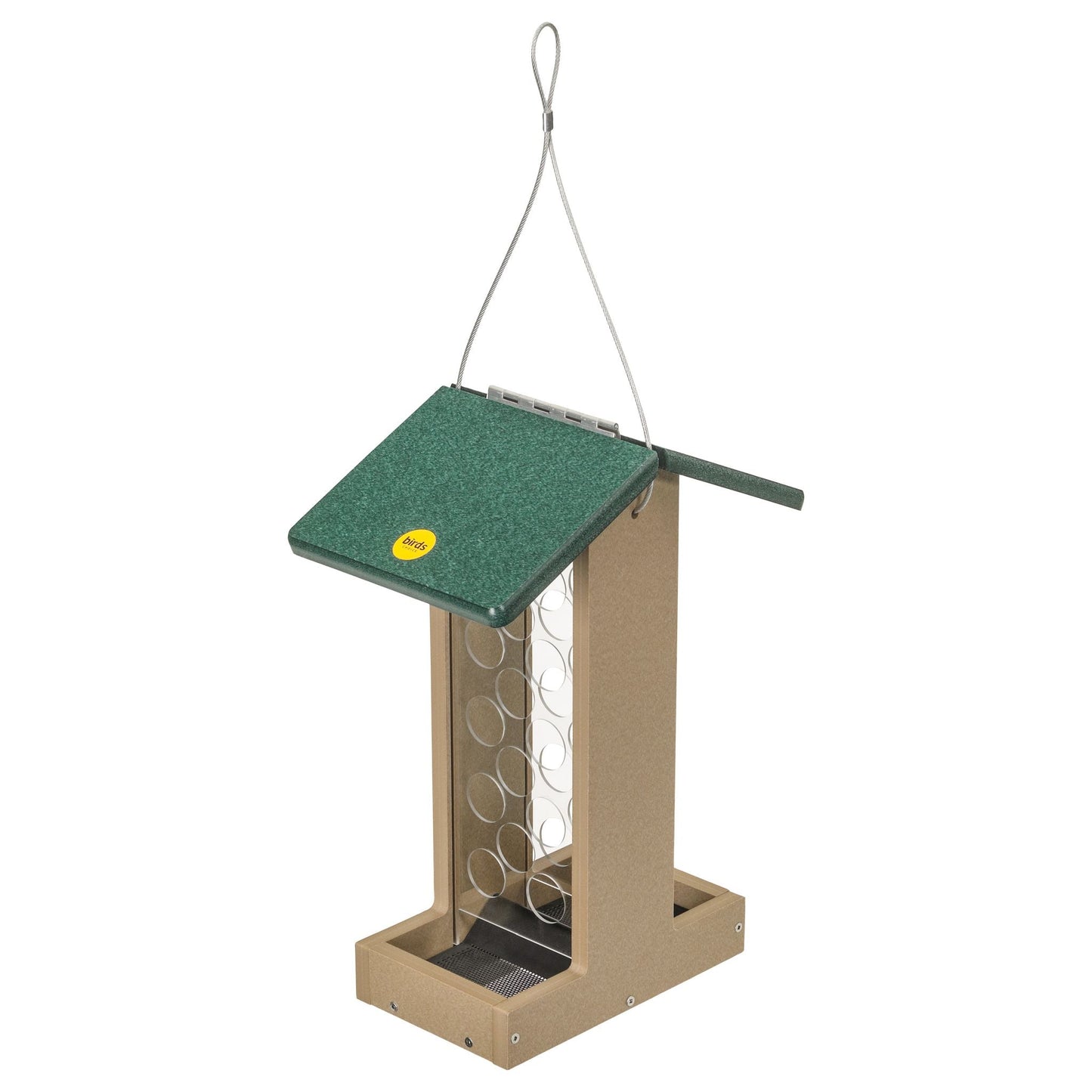 Bluejay Feeder in Taupe and Green Recycled Plastic