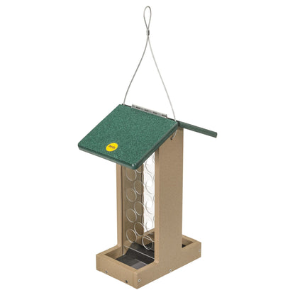 Bluejay Feeder in Taupe and Green Recycled Plastic