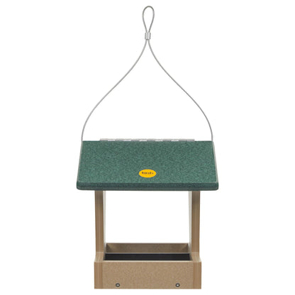 Small Hopper Bird Feeder in Taupe and Green Recycled Plastic