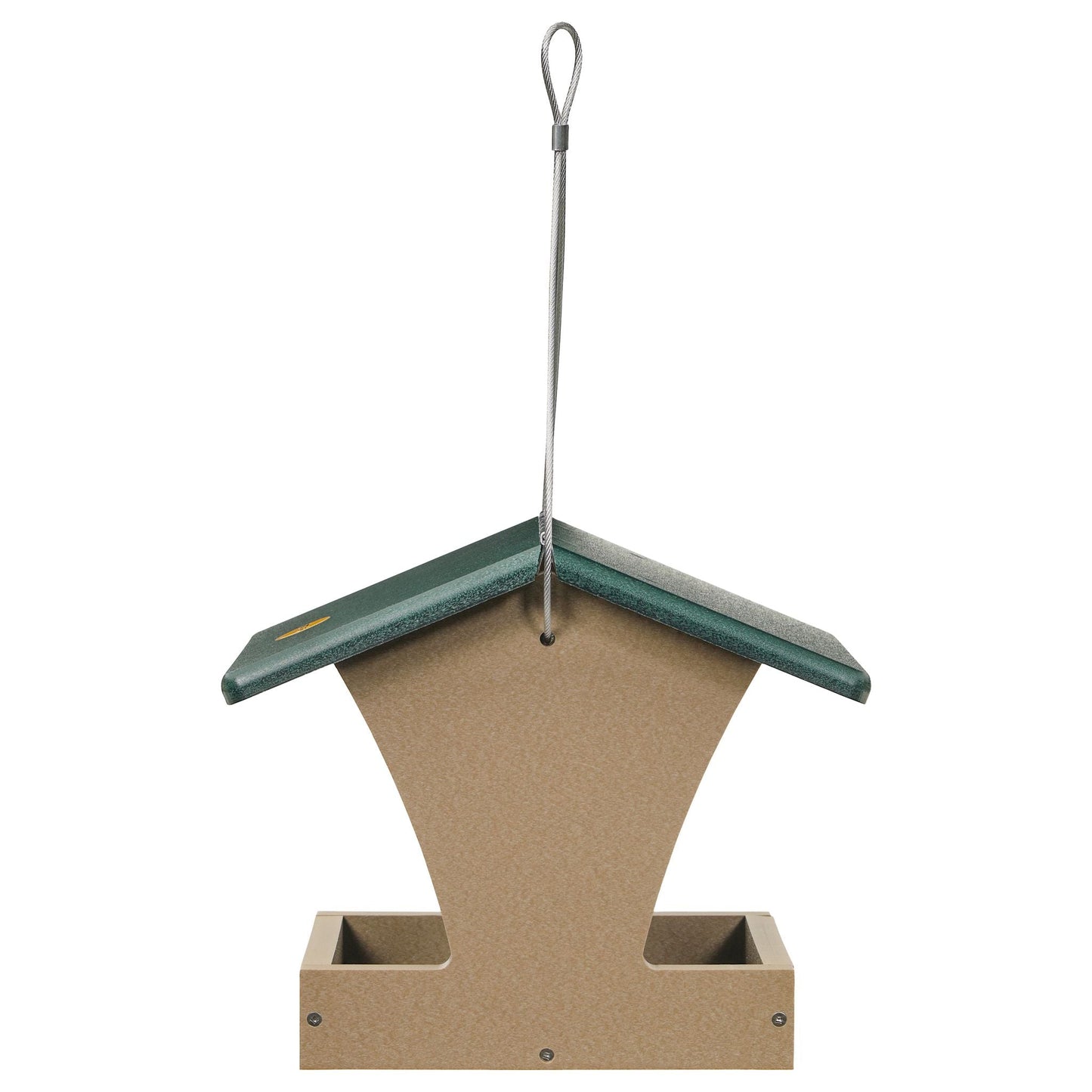 Small Hopper Bird Feeder in Taupe and Green Recycled Plastic