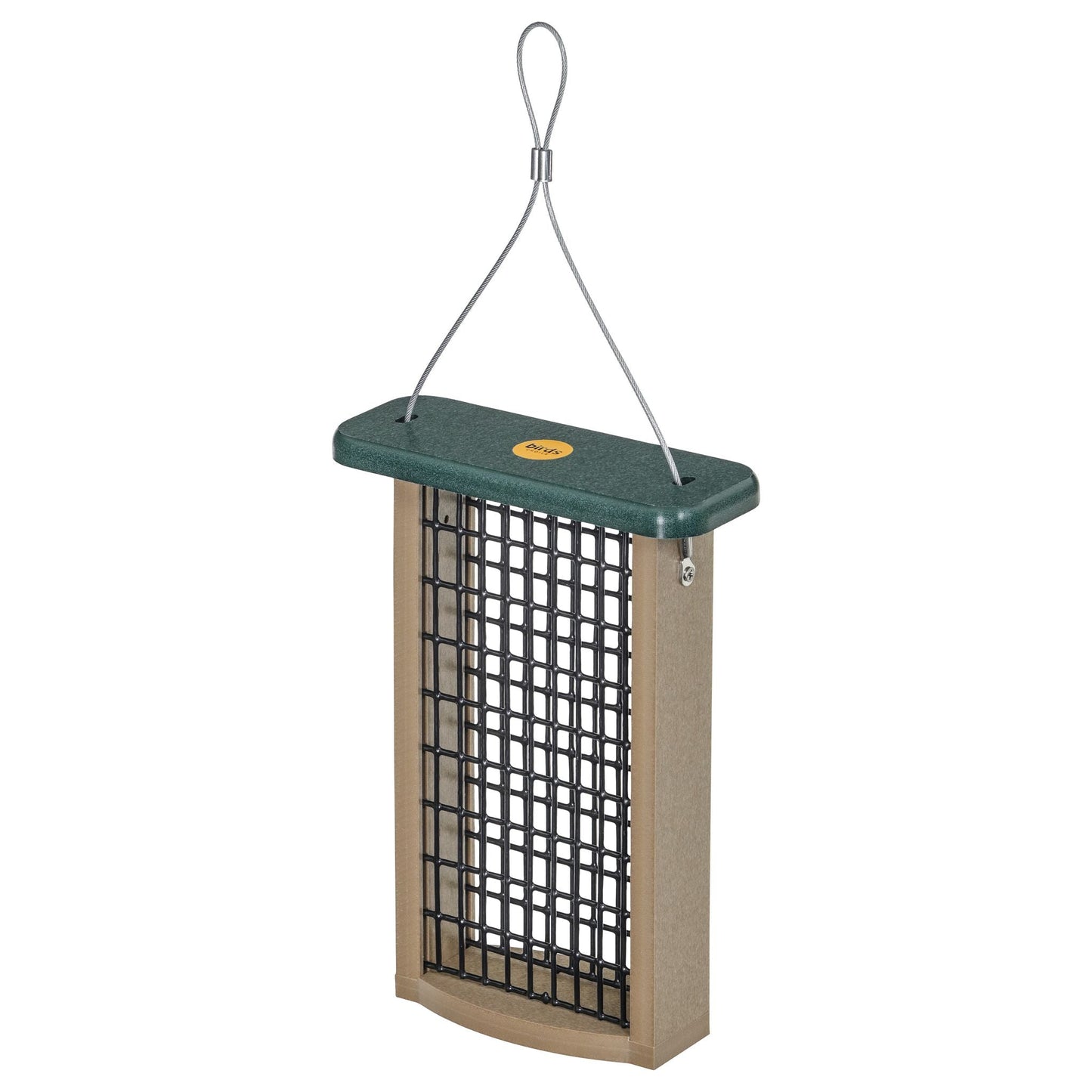 Suet Feeder for Two Cakes in Taupe and Green Recycled Plastic