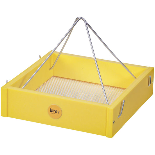 Small Hanging Tray Bird Feeder in Yellow Recycled Plastic