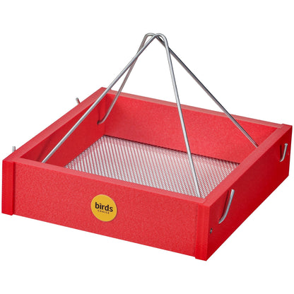 Small Hanging Tray Bird Feeder in Red Recycled Plastic