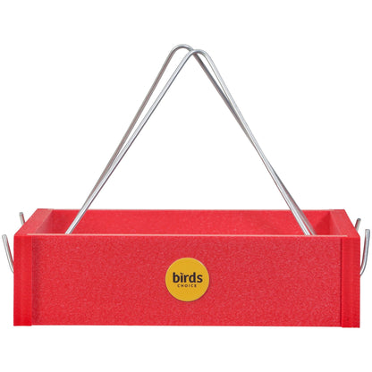 Small Hanging Tray Bird Feeder in Red Recycled Plastic