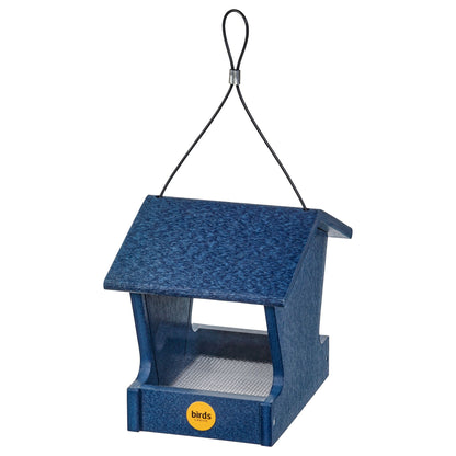 Small Hopper Feeder in Blue Recycled Plastic