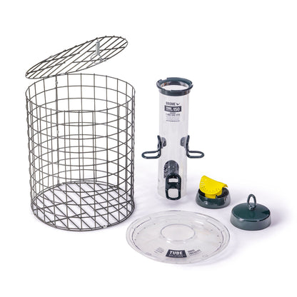 Squirrel-Proof Tube Feeder with Cage & Seed Tray