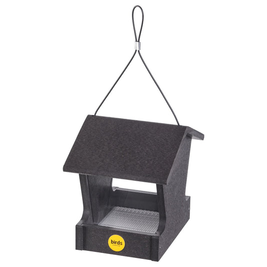 Small Hopper Feeder in Black Recycled Plastic