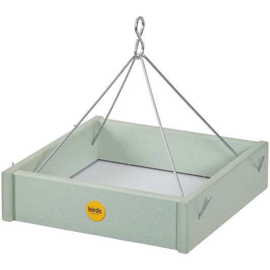 Small Hanging Platform Bird Feeder in Green Recycled Plastic