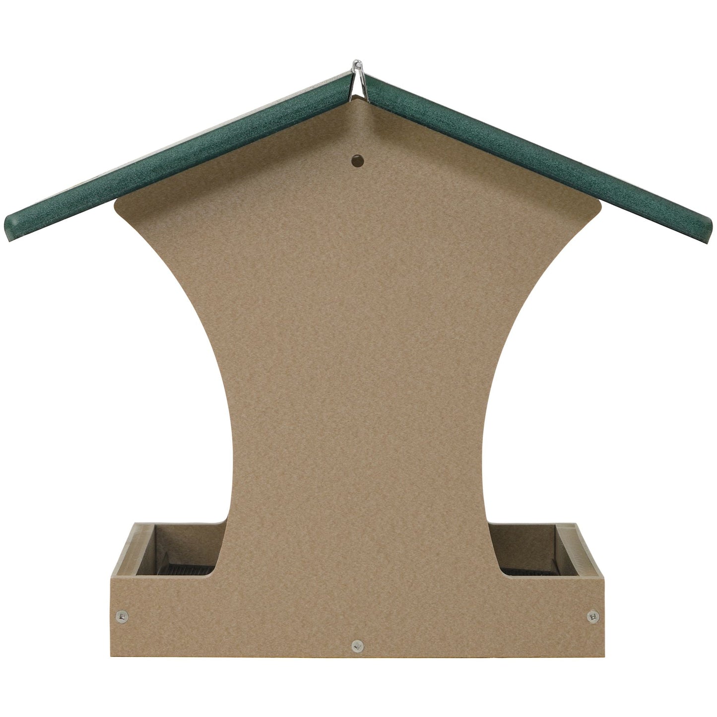 Large Hopper Bird Feeder in Taupe and Green Recycled Plastic