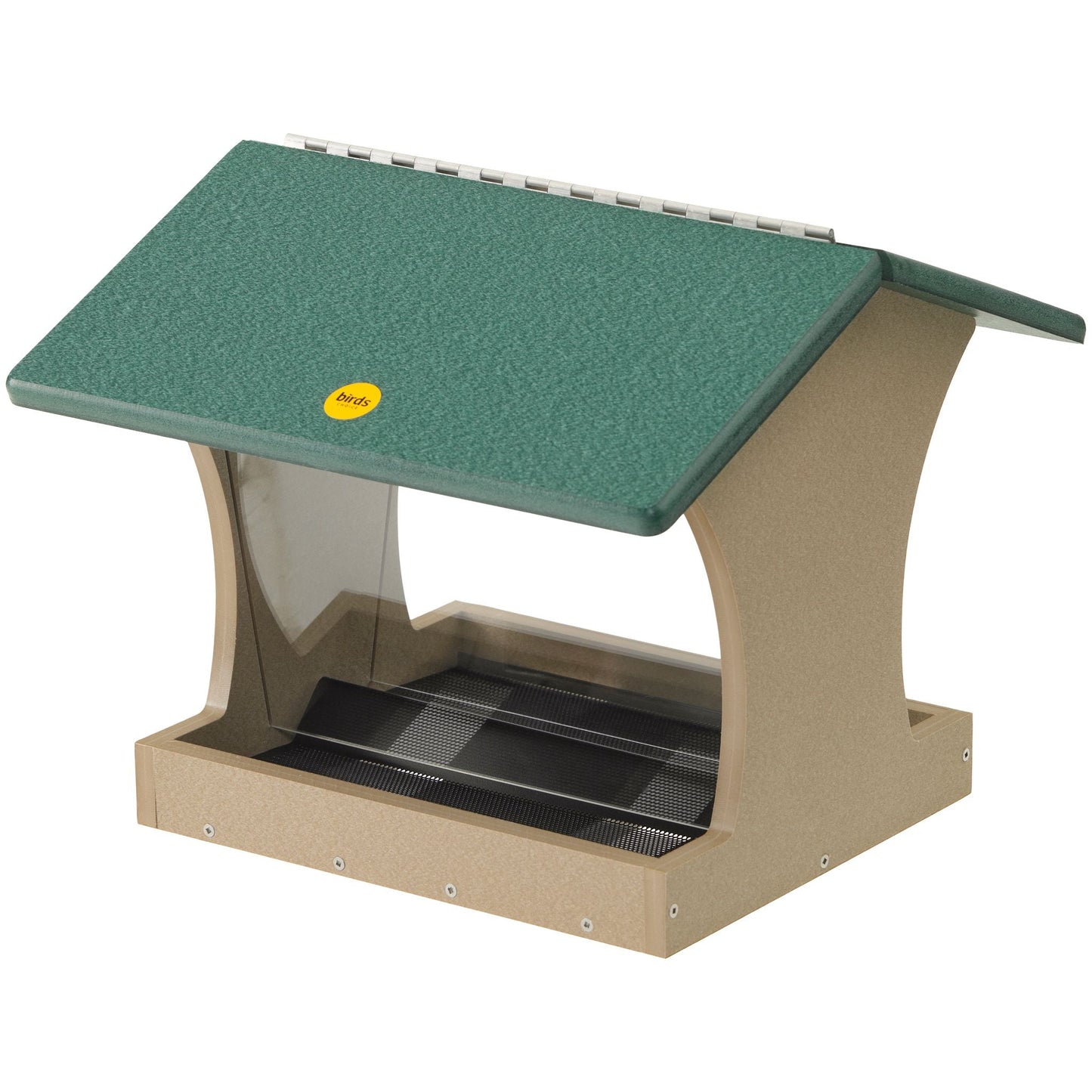 Large Hopper Bird Feeder in Taupe and Green Recycled Plastic