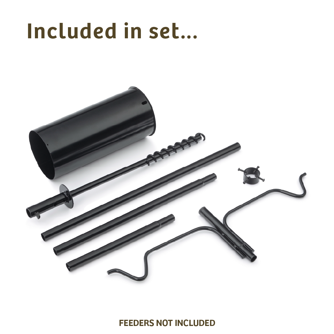 Erva 2 Arm Complete Bird Feeder Pole Set with Squirrel Baffle
