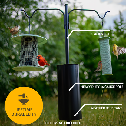 Erva 2 Arm Complete Bird Feeder Pole Set with Squirrel Baffle