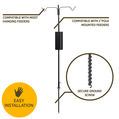 Erva 2 Arm Complete Bird Feeder Pole Set with Squirrel Baffle