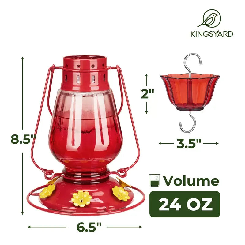 Kingsyard Lamp-shaped Glass Hummingbird Feeder
