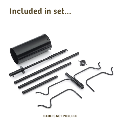 4 Arm Complete Bird Feeder Pole Set with Squirrel Baffle