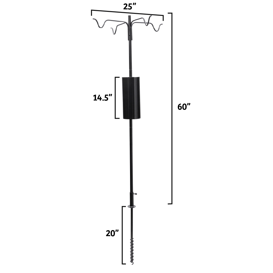 4 Arm Complete Bird Feeder Pole Set with Squirrel Baffle