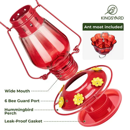 Kingsyard Lamp-shaped Glass Hummingbird Feeder
