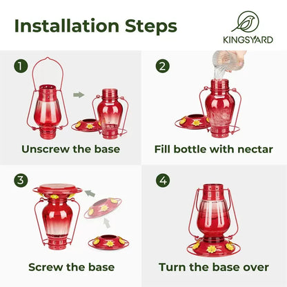 Kingsyard Lamp-shaped Glass Hummingbird Feeder