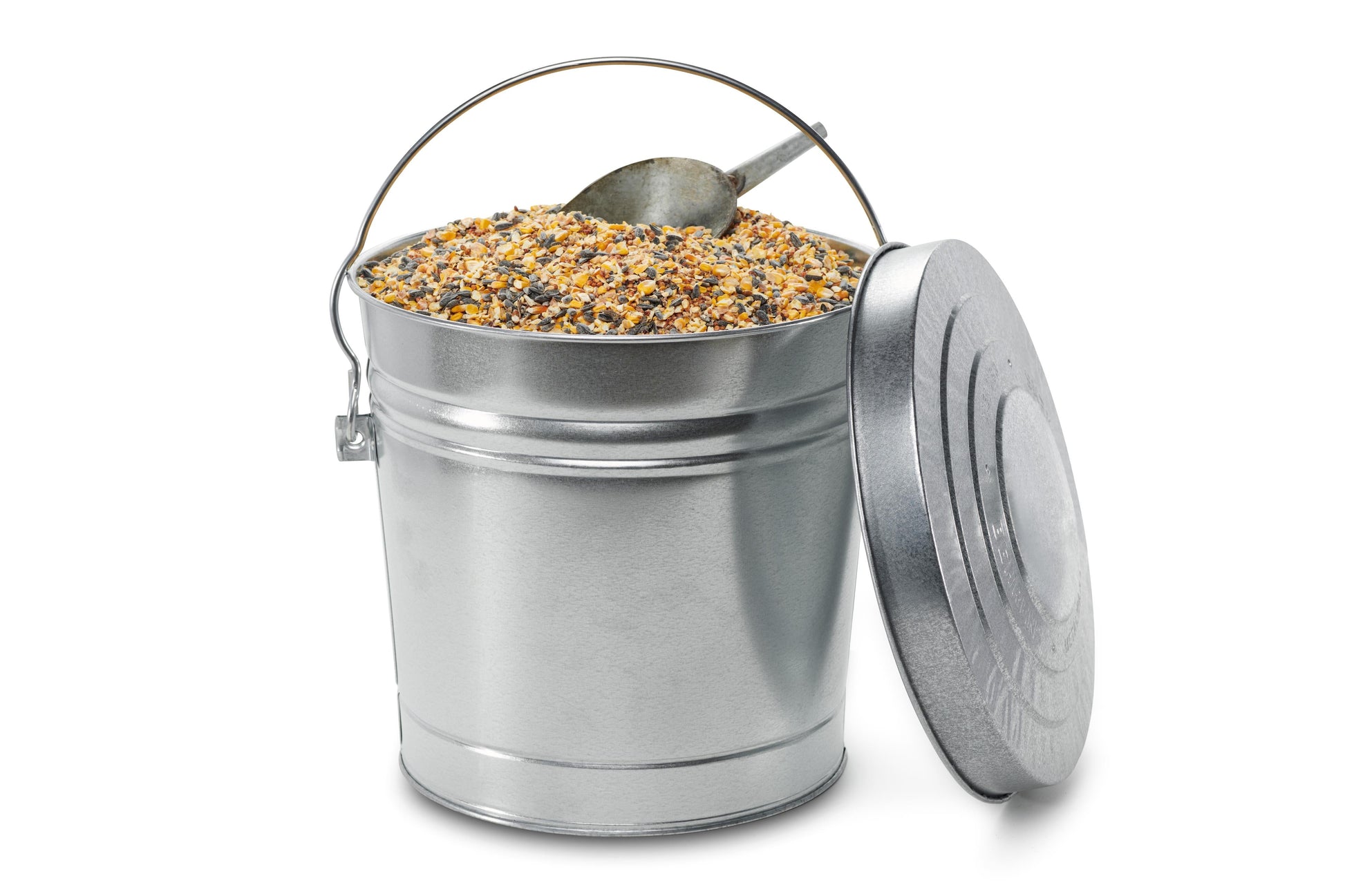 Galvanized Steel Locking Lid Seed Can with Lid - 6 Gallon - Birds Choice