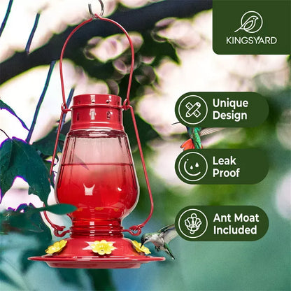 Kingsyard Lamp-shaped Glass Hummingbird Feeder